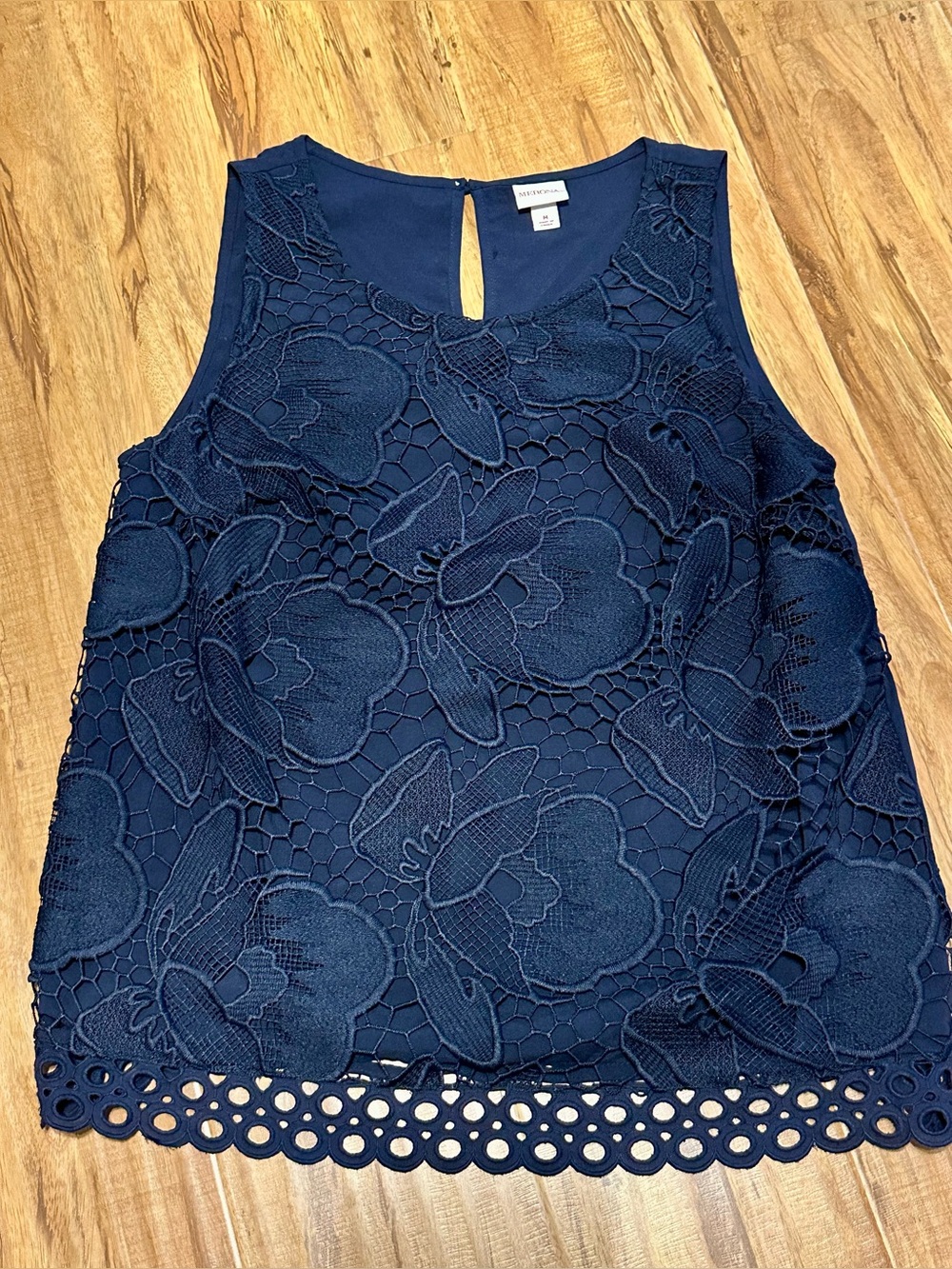 Merona Navy Floral Lace Sleeveless Top